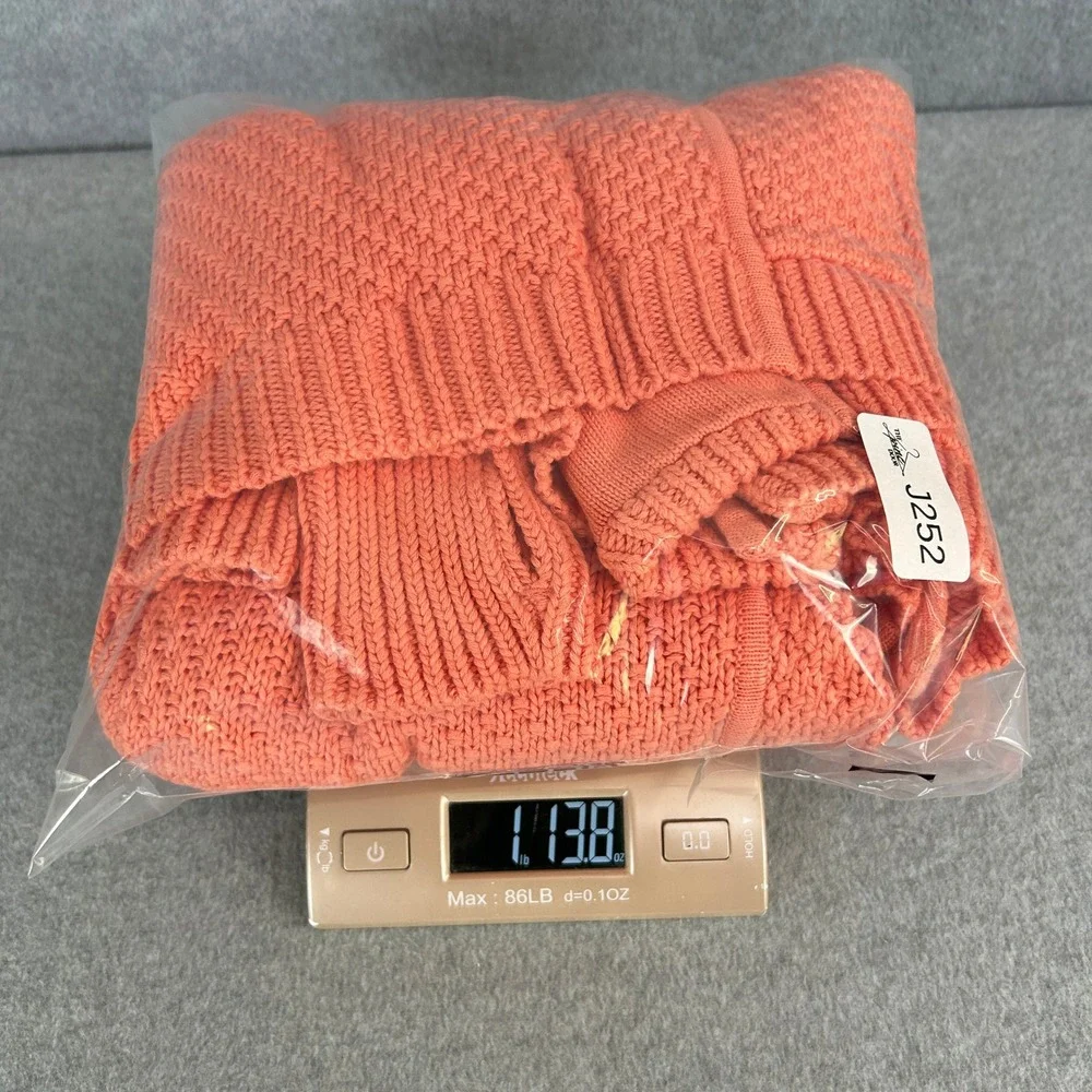 Lululemon Womens Orange Post Practice Cardigan Sweater Knit Pockets Size 10 NWT